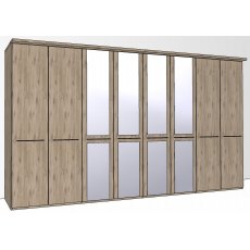 Durban Hinged-door wardrobe with Cornice /  8 Door 4 mirrored doors