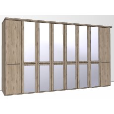 Durban Hinged-door wardrobe with Cornice / 8 Door 6 mirrored doors