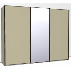 Callisto Plus 280cm Wide 3 doors 1 centred mirrored door Plain Front Wooden and Mirrored Doors