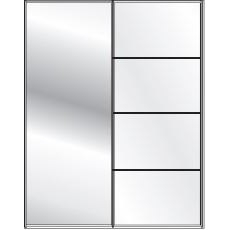 Callisto Plus 150cm Wide 2 doors 1 mirrored door left 4 Panel Front Wooden and Mirrored Doors