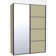 Callisto Plus 150cm Wide 2 doors 1 mirrored door left 4 Panel Front Wooden and Mirrored Doors