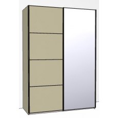 Callisto Plus 150cm Wide 2 doors 1 mirrored door right 4 Panel Front Wooden and Mirrored Doors