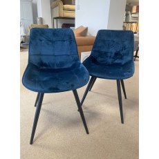 Pair of Bronx Blue Velvet Dining Chairs