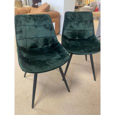 Pair of Bronx Chairs Green Velvet Fabric