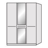 Zambia Hinged-door wardrobe with Cornice / 3 Door 1 mirrored door