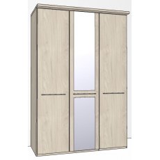 Zambia Hinged-door wardrobe with Cornice / 3 Door 1 mirrored door