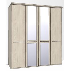 Zambia Hinged-door wardrobe with Cornice / 4 Door 2 mirrored doors