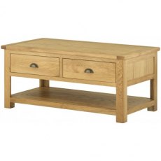 Tiverton Coffee Table With Drawers - Oak