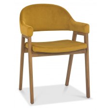 Cambridge Rustic Upholstered Arm Chair in a Dark Mustard Velvet Fabric