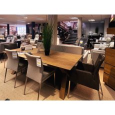 Brommo 220cm Dining Table 2 x Katy Fabric Chairs 2 x Katy Leather Armchairs 1 x Katy Bench
