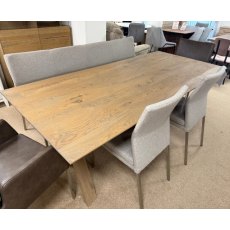 Fargo 220cm Dining Table 2 x Katy Fabric Chairs 2 x Katy Leather Armchairs 1 x Katy Bench