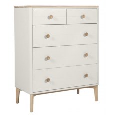 Larvik Bedroom Collection  Cashmere and Oak 5 Drawer Medium Chest