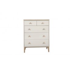 Larvik Bedroom Collection  Cashmere and Oak 5 Drawer Medium Chest