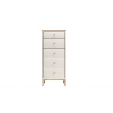 Larvik Bedroom Collection  Cashmere and Oak 5 Drawer Tall Chest