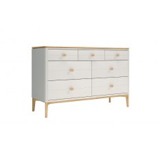 Larvik Bedroom Collection  Cashmere and Oak 7 Drawer Wide Chest