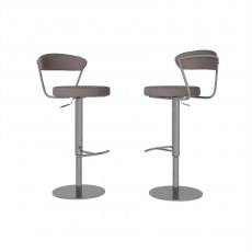 Orta Taupe Faux Leather Bar Stool