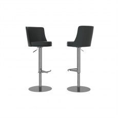 Vernazza Black Faux Leather Adjustable Bar Stool