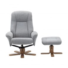Sedona Swivel Recliner Chair & Footstool / Fabric :- Cloud