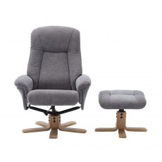 Sedona Swivel Recliner Chair & Footstool / Fabric :-Charcoal