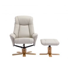 Sedona Swivel Recliner Chair & Footstool / Leather & Match Mushroom