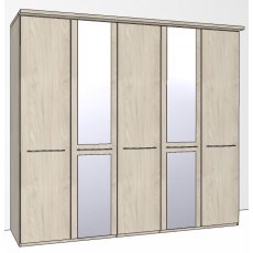 Zambia Hinged-door wardrobe with Cornice / 5 Door 2 mirrored doors