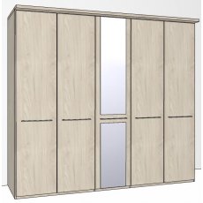 Zambia Hinged-door wardrobe with Cornice / 5 Door 1 mirrored doors