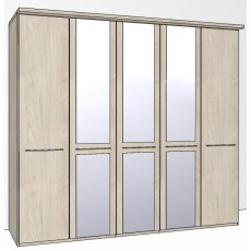 Zambia Hinged-door wardrobe with Cornice / 5 Door 3 mirrored doors