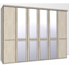 Zambia Hinged-door wardrobe with Cornice / 6 Door 4 mirrored doors
