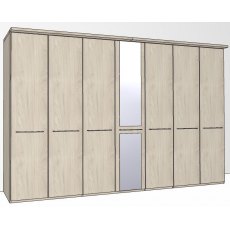 Zambia Hinged-door wardrobe with Cornice / 7 door 1 mirror door
