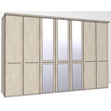 Zambia Hinged-door wardrobe with Cornice / 7 Door 3 mirrored doors