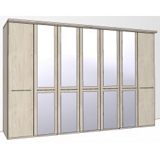 Zambia Hinged-door wardrobe with Cornice / 7 Door 5 mirrored doors