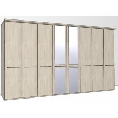 Zambia Hinged-door wardrobe with Cornice / 8 Door 2 mirrored doors