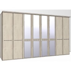 Zambia Hinged-door wardrobe with Cornice /  8 Door 4 mirrored doors