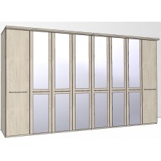 Zambia Hinged-door wardrobe with Cornice / 8 Door 6 mirrored doors