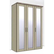 Airedale Oak Top 3 Doors Wardrobe - 3 Mirrored Doors