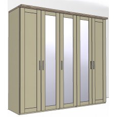 Airedale Oak Top 5 Doors Wardrobe - 3 Mirrored doors