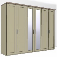 Airedale Oak Top 6 Doors Wardrobe - 2 Mirrored Doors