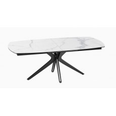 Vancouver Extending Dining Table Matt Marble 200/260- Black lacquered steel legs