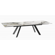 Grand Ontario Extending Dining Table 200/300 - Doro Marble - Black lacquered steel legs