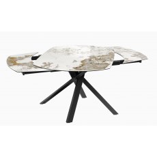 Kheops Extending Dining Table 130/190 - Calcatta Marble - Black lacquered steel legs