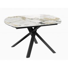 Kheops Extending Dining Table 130/190- Doro Marble - Black lacquered steel legs