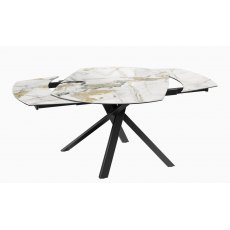 Kheops Extending Dining Table 130/190- Doro Marble - Black lacquered steel legs