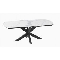 Phoenix Extending Dining Table 200/260  - Matt Marble - Black lacquered steel legs