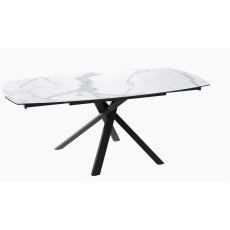 Kheops Extending Dining Table 130/190 -  Matt  Marble - Black lacquered steel legs