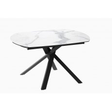 Kheops Extending Dining Table 130/190 -  Matt  Marble - Black lacquered steel legs