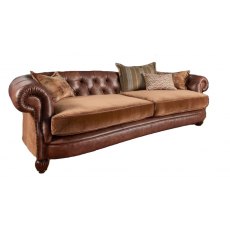 Tetrad Kensington Collection Grand Settee Vintage Velvet / Leather Mix