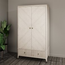 Sassari Wardrobe 2 Door & 2 Drawer  - Stone