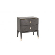 Sassari Bedside Table 2 Drawer - Ebony