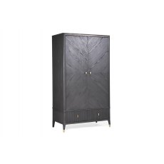 Sassari Wardrobe 2 Door & 2 Drawer  - Ebony