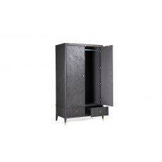 Sassari Wardrobe 2 Door & 2 Drawer  - Ebony